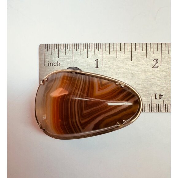 Estate Sterling Silver 925 Large Agate Custom Handmade Pendant, Made in Israel - Picture 7 of 10